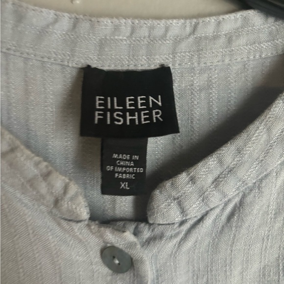 Eileen Fisher 100% Linen Button Blue Dress Size XL - Picture 2 of 5